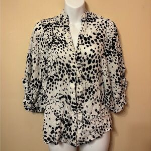Express Black and White cheetah puff sleeve Blouse
